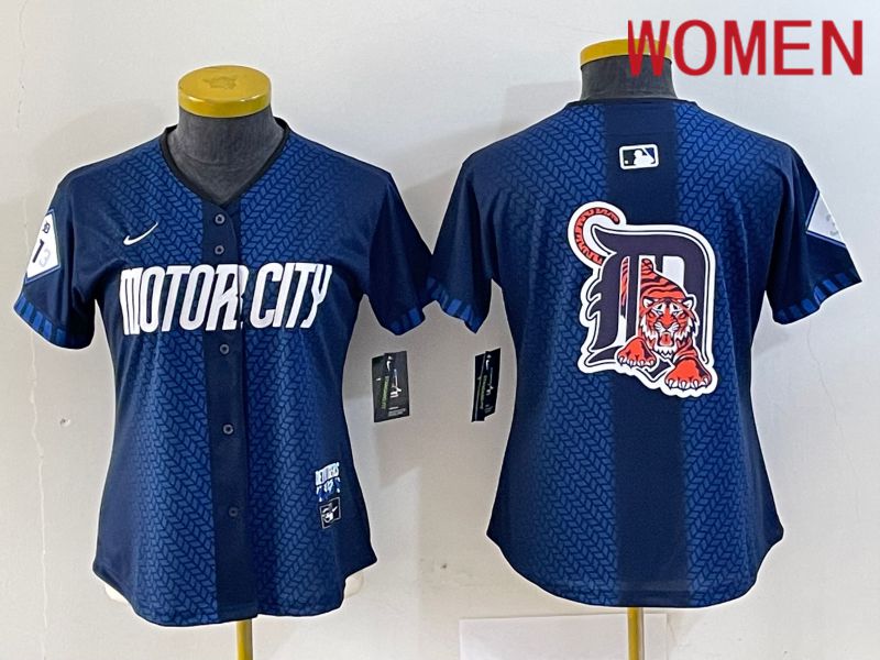 Women Detroit Tigers Blank Blue City Edition Nike 2024 MLB Jersey style 5
